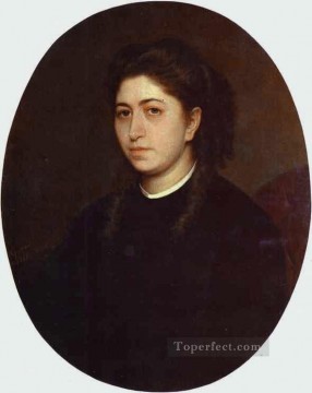  black Painting - Portrait of a Young Woman Dressed in Black Velvet Democratic Ivan Kramskoi